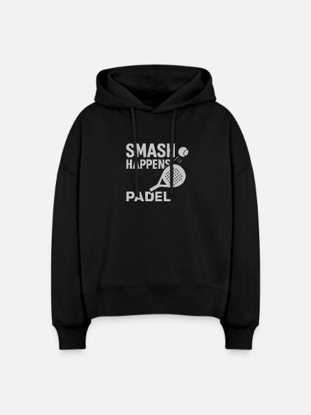 Smash Happens Padel - Stanley/Stella Boxy Frauen Bio Hoodie Nora - Schwarz