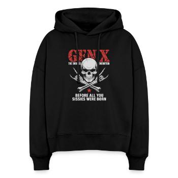 Gen X: Die Badass-Generation Crossbones - Stanley/Stella Boxy Frauen Bio Hoodie Nora - Schwarz - Vorne