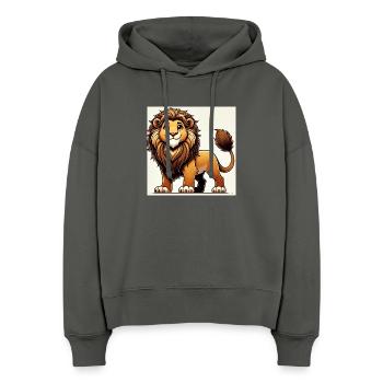 Warm cartoon lion - Stanley/Stella Boxy Women Organic Hoodie Nora - anthracite - Front