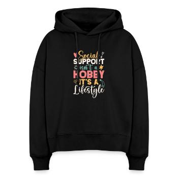 Citation d’assistant social Hobby C’est un mode de vie social social - Sweat à capuche bio Nora coupe boxy Stanley/Stella Femme - noir - Devant