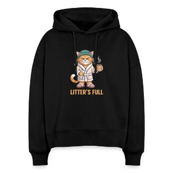 Rôti du matin - Sweat à capuche bio Nora coupe boxy Stanley/Stella Femme - noir - Devant