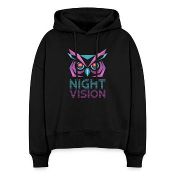 Night Vision Eule Retro Cyberpunk - Stanley/Stella Boxy Frauen Bio Hoodie Nora - Schwarz - Vorne