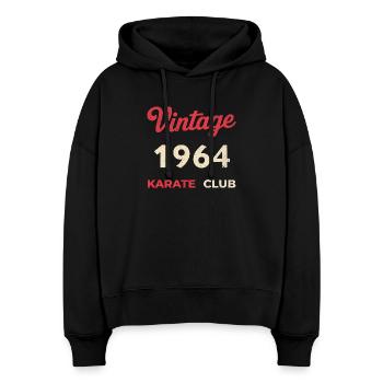Millésime 1964 – Année de naissance rétro du Karate Club - Sweat à capuche bio Nora coupe boxy Stanley/Stella Femme - noir - Devant