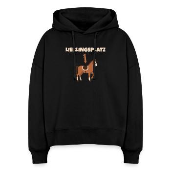 Reiten Pferd Lieblingsplatz Reitsport Reiterin - Stanley/Stella Boxy Frauen Bio Hoodie Nora - Schwarz - Vorne