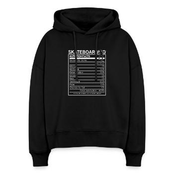 Faits nutritionnels sur le skateboard Skateur drôle - Sweat à capuche bio Nora coupe boxy Stanley/Stella Femme - noir - Devant