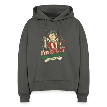 T-shirt fléchettes homme Je suis sexy et je lance - Sweat à capuche bio Nora coupe boxy Stanley/Stella Femme - charbon - Devant