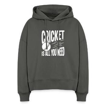 Le cricket est tout ce dont tu as besoin - Sweat à capuche bio Nora coupe boxy Stanley/Stella Femme - charbon - Devant