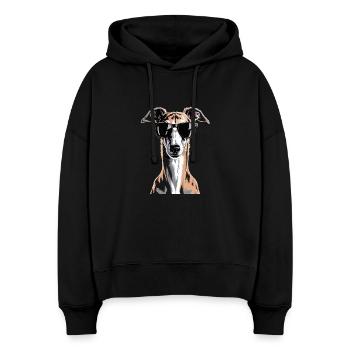 Greyhound Windhund - Stanley/Stella Boxy Frauen Bio Hoodie Nora - Schwarz - Vorne
