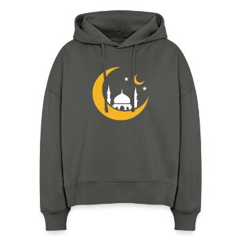 Islam Crescent Moon Mosque Silhouette - Stanley/Stella Boxy Women Organic Hoodie Nora - anthracite - Front