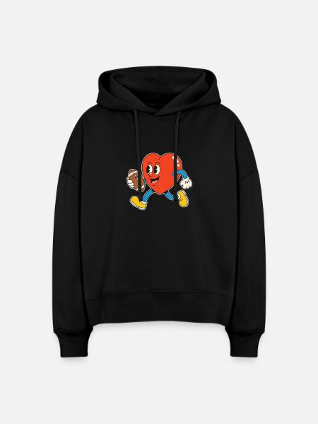 Herzläufer Football Cartoon - Stanley/Stella Boxy Frauen Bio Hoodie Nora - Schwarz