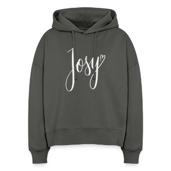 Josy Script Herz-Design - Stanley/Stella Boxy Frauen Bio Hoodie Nora - Anthrazit - Vorne
