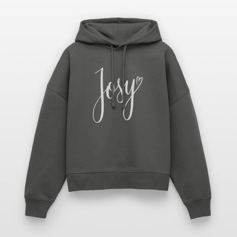 Josy Script Conception de cœurs Sweat à capuche bio Nora coupe boxy Stanley/Stella Femme