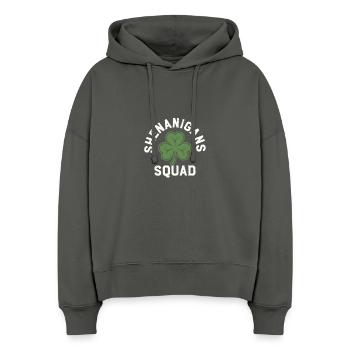 Shenanigans Squad Shamrock - Stanley/Stella Boxy Frauen Bio Hoodie Nora - Anthrazit - Vorne