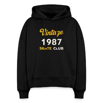 Vintage 1987 Skate Club Retro Geburtsjahr Geschenk - Stanley/Stella Boxy Frauen Bio Hoodie Nora - Schwarz - Vorne