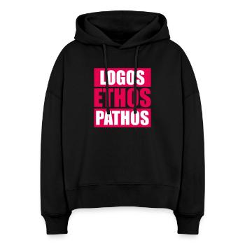 Logos Ethos Pathos Rhetorik Philosophie Student - Stanley/Stella Boxy Frauen Bio Hoodie Nora - Schwarz - Vorne