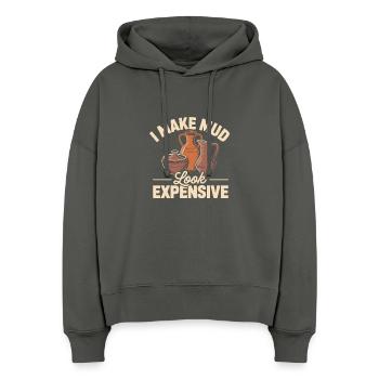 Pottery Addict Clay Art Creative Motif - Stanley/Stella Boxy Women Organic Hoodie Nora - anthracite - Front