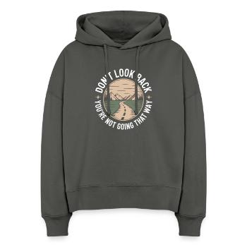 Ne regarde pas en arrière, tu ne vas pas dans cette direction, motivation - Sweat à capuche bio Nora coupe boxy Stanley/Stella Femme - charbon - Devant