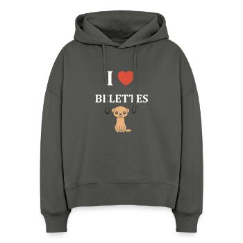 J’adore Belette - Sweat à capuche bio Nora coupe boxy Stanley/Stella Femme - charbon - Devant