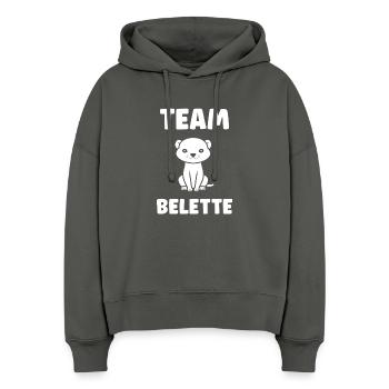Team Belette  - Sweat à capuche bio Nora coupe boxy Stanley/Stella Femme - charbon - Devant