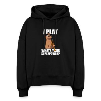 I play Trompete Trompetenspieler - Stanley/Stella Boxy Frauen Bio Hoodie Nora - Schwarz - Vorne