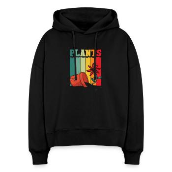Plants Plant Lover Retro Gardening - Stanley/Stella Boxy Women Organic Hoodie Nora - black - Front