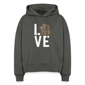 Königspython Schlangen LOVE Terrarium Python - Stanley/Stella Boxy Frauen Bio Hoodie Nora - Anthrazit - Vorne