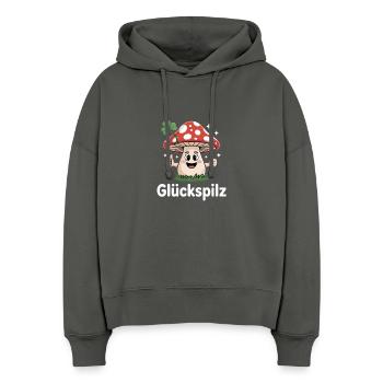Glückspilz Lustiger Süßer Glückspilz Cartoon - Stanley/Stella Boxy Frauen Bio Hoodie Nora - Anthrazit - Vorne
