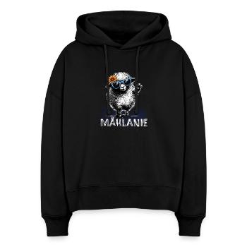 Mählanie – Freches Schaf Wortspiel Peace - Stanley/Stella Boxy Frauen Bio Hoodie Nora - Schwarz - Vorne