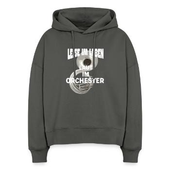 Sousaphon Leise im Leben Laut im Orchester - Stanley/Stella Boxy Frauen Bio Hoodie Nora - Anthrazit - Vorne