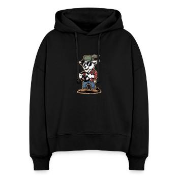 Chèvre de conduite cool avec des lunettes de soleil et un volant - Sweat à capuche bio Nora coupe boxy Stanley/Stella Femme - noir - Devant