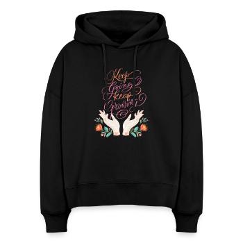 Keep Going. Keep Growing. - Stanley/Stella Boxy Women Organic Hoodie Nora - black - Front