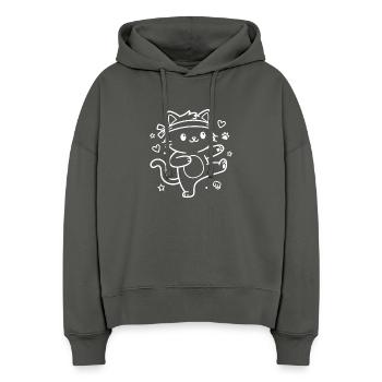 Karate Kawaii Katze - Stanley/Stella Boxy Frauen Bio Hoodie Nora - Anthrazit - Vorne