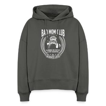 Bad Mom Club Kaffee Chaos - Stanley/Stella Boxy Frauen Bio Hoodie Nora - Anthrazit - Vorne