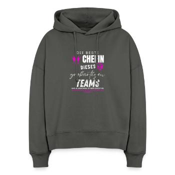beste Chefin großartiges Team Chefin geschenke - Sweat à capuche bio Nora coupe boxy Stanley/Stella Femme - charbon - Devant