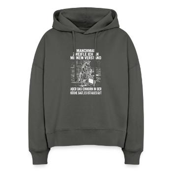 T-shirt humoristique de licorne pour les fans de sarcasme - Sweat à capuche bio Nora coupe boxy Stanley/Stella Femme - charbon - Devant