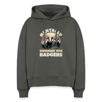 Funny Animal Badger - Stanley/Stella Boxy Women Organic Hoodie Nora - anthracite - Front