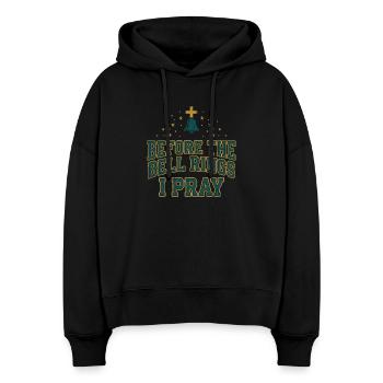 Before the Bell Rings I Pray Christlicher Lehrer - Stanley/Stella Boxy Frauen Bio Hoodie Nora - Schwarz - Vorne