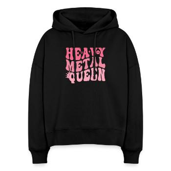 Reine du Heavy Metal en rétro rose - Sweat à capuche bio Nora coupe boxy Stanley/Stella Femme - noir - Devant