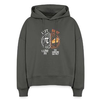 Pi vs Pie : cerveau gauche et droit - Sweat à capuche bio Nora coupe boxy Stanley/Stella Femme - charbon - Devant
