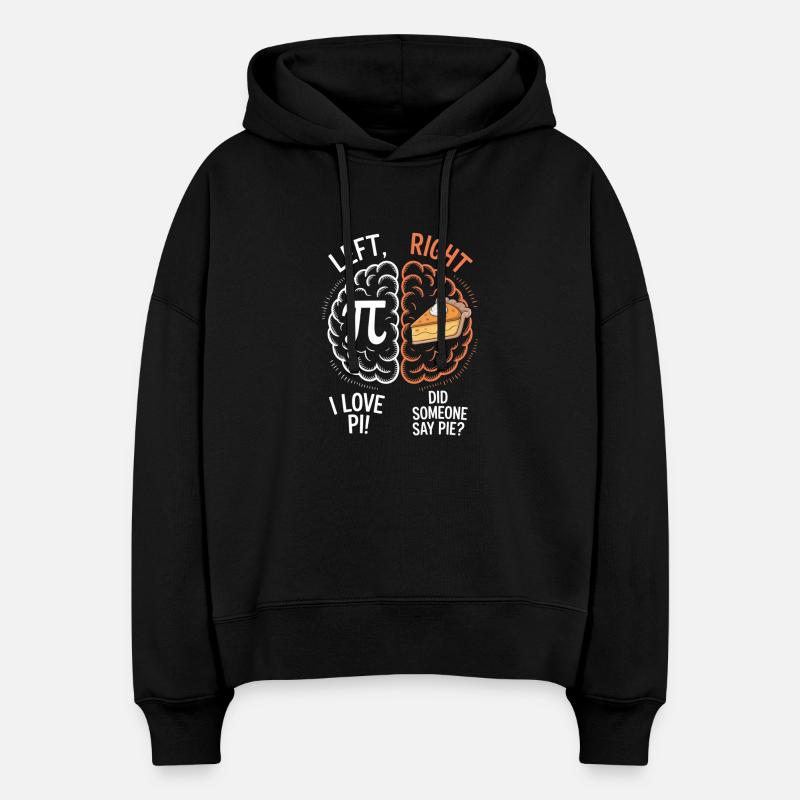 Pi vs Pie : cerveau gauche et droit - Sweat à capuche bio Nora coupe boxy Stanley/Stella Femme - noir