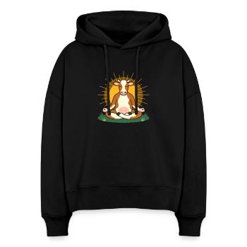 Sun Meditation Cow - Stanley/Stella Boxy Women Organic Hoodie Nora - black - Front