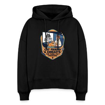 Amie chatte Cinéaste Humour - Sweat à capuche bio Nora coupe boxy Stanley/Stella Femme - noir - Devant