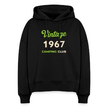 Vintage 1967 – Camping Club Retro Birth Year - Stanley/Stella Boxy Women Organic Hoodie Nora - black - Front