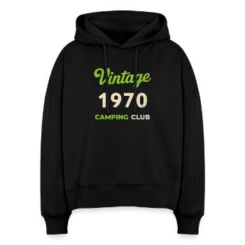 Vintage 1970 – Camping Club Retro Birth Year - Stanley/Stella Boxy Women Organic Hoodie Nora - black - Front