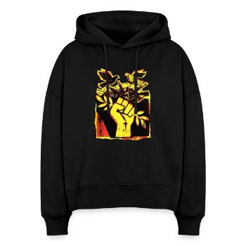 Frieden Peace Pazifisten - Stanley/Stella Boxy Frauen Bio Hoodie Nora - Schwarz - Vorne