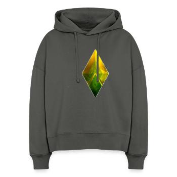 Geometric faceted diamond yellow-green - Stanley/Stella Boxy Women Organic Hoodie Nora - anthracite - Front