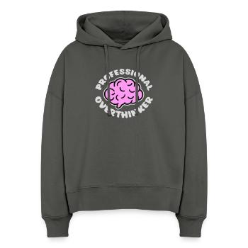 Professional Overthinker Funny Brooding Anxiety Logo - Stanley/Stella Boxy Women Organic Hoodie Nora - anthracite - Front