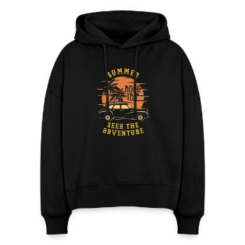Sommer-Roadtrip-Abenteuer Sonnenuntergang - Stanley/Stella Boxy Frauen Bio Hoodie Nora - Schwarz - Vorne