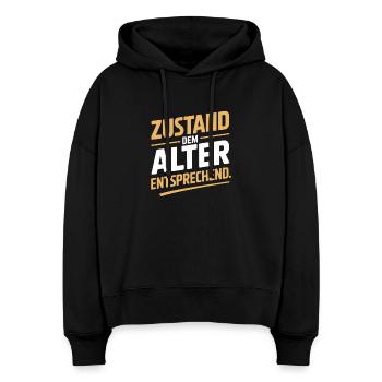 Zustand Dem Alter Entsprechend Oldtimer Geburtstag - Stanley/Stella Boxy Frauen Bio Hoodie Nora - Schwarz - Vorne