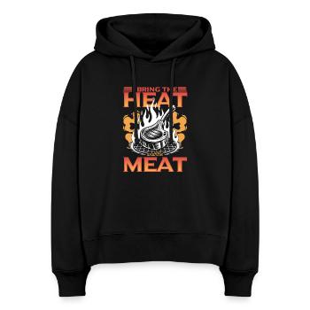 BBQ Grilling Meat Smoking Barbecue - Stanley/Stella Boxy Women Organic Hoodie Nora - black - Front